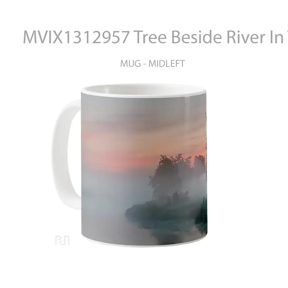 Mug Tree Beside River In The Fog Gelas Pemandangan Alam - All-side / Desain