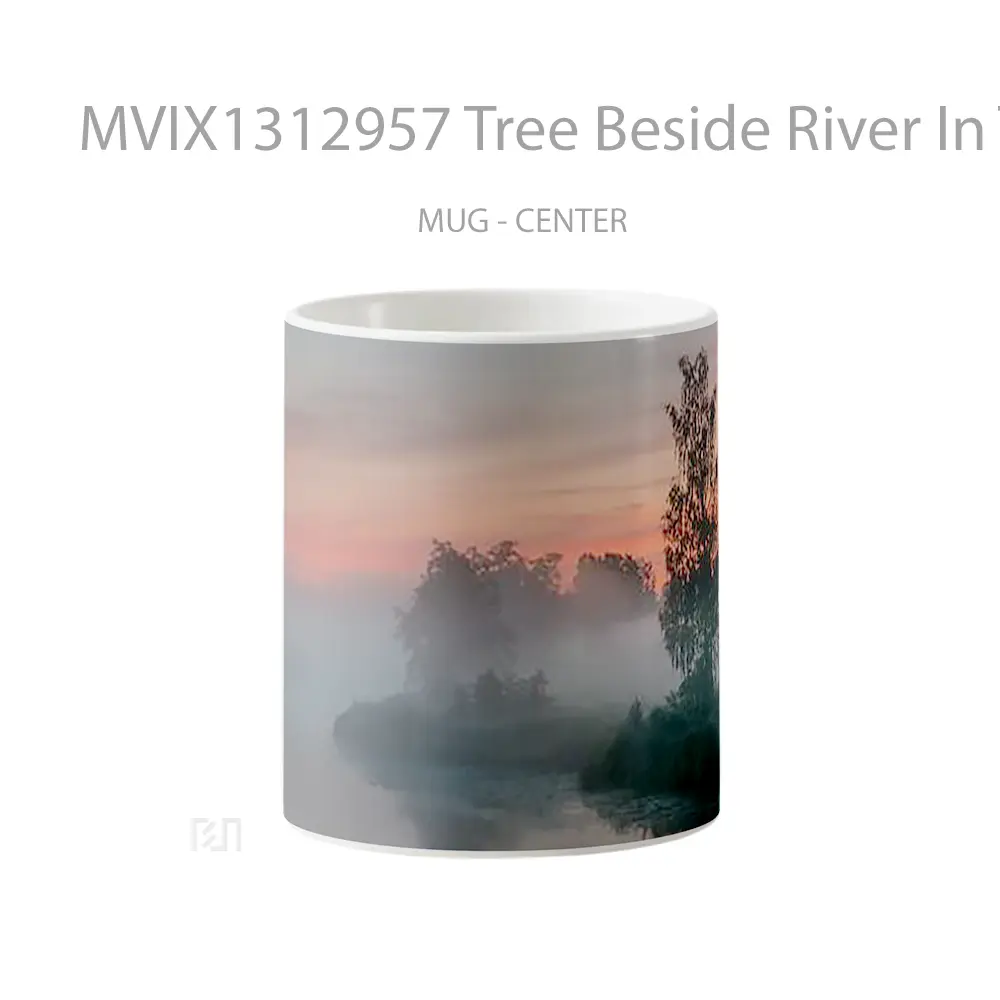 Mug Tree Beside River In The Fog Gelas Pemandangan Alam