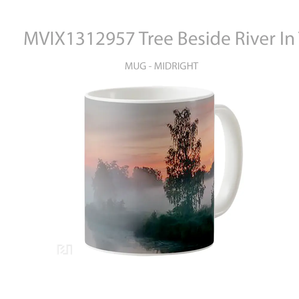 Mug Tree Beside River In The Fog Gelas Pemandangan Alam - All-side / Desain