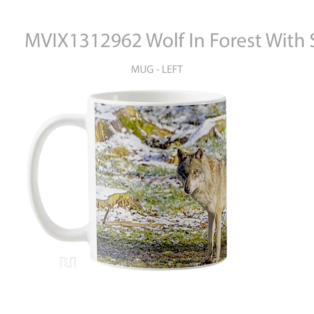 Mug Wolf In Forest With Snow Gelas Hewan Lucu - All-side / Desain