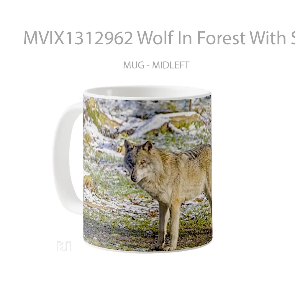 Mug Wolf In Forest With Snow Gelas Hewan Lucu - All-side / Desain