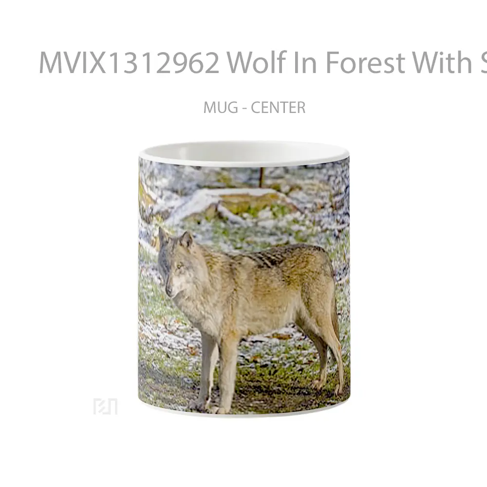 Mug Wolf In Forest With Snow Gelas Hewan Lucu
