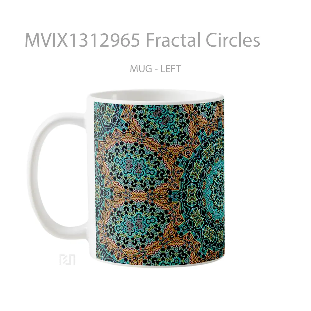 Mug Fractal Circles Gelas Keramik Unik - All-side / Desain