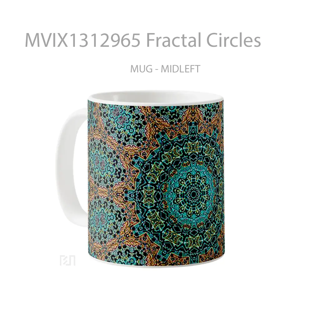 Mug Fractal Circles Gelas Keramik Unik - All-side / Desain