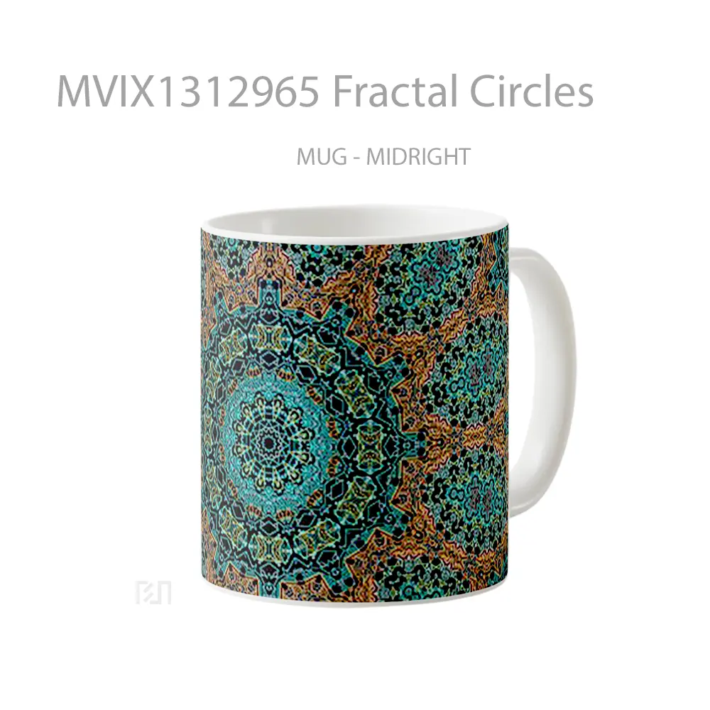 Mug Fractal Circles Gelas Keramik Unik - All-side / Desain