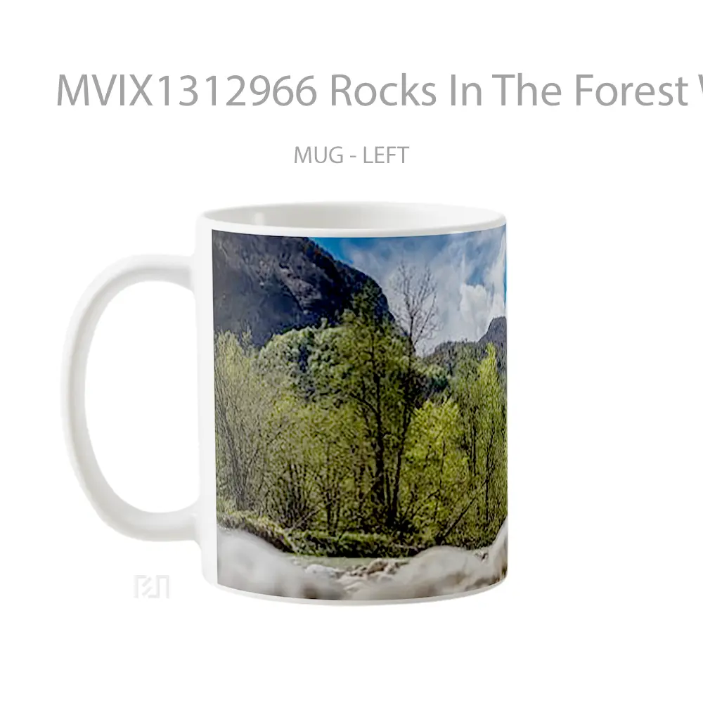 Mug Rocks In The Forest With Mountains Gelas Pemandangan Alam - All-side / Desain