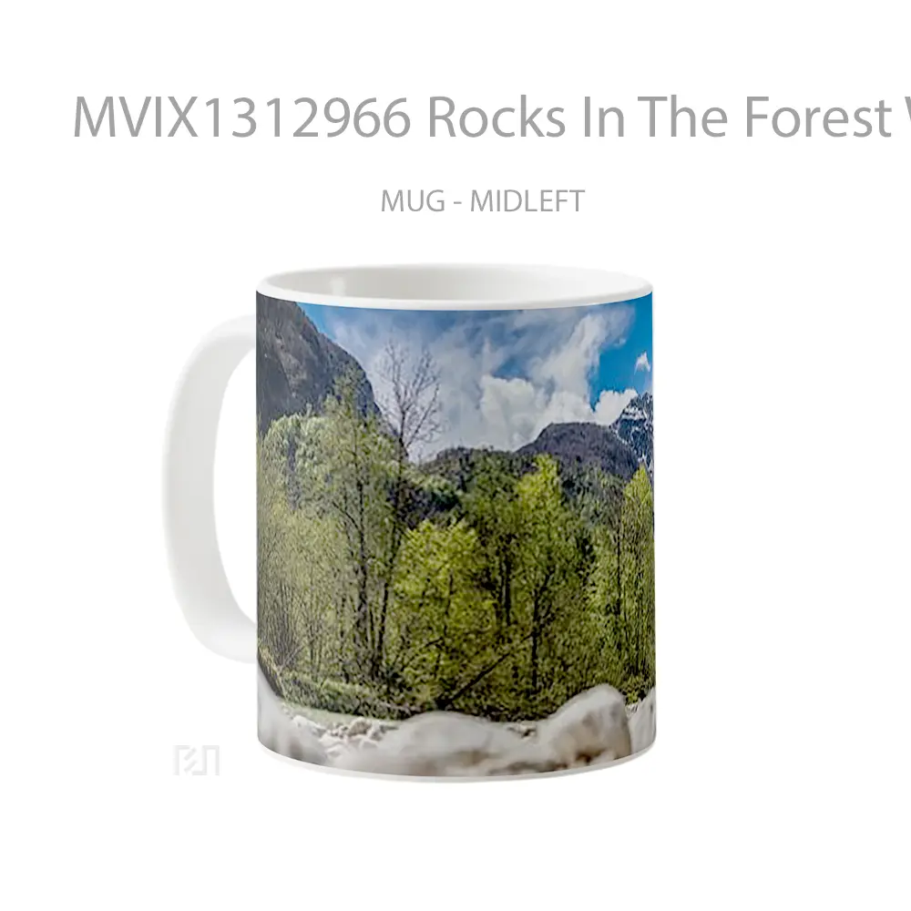 Mug Rocks In The Forest With Mountains Gelas Pemandangan Alam - All-side / Desain