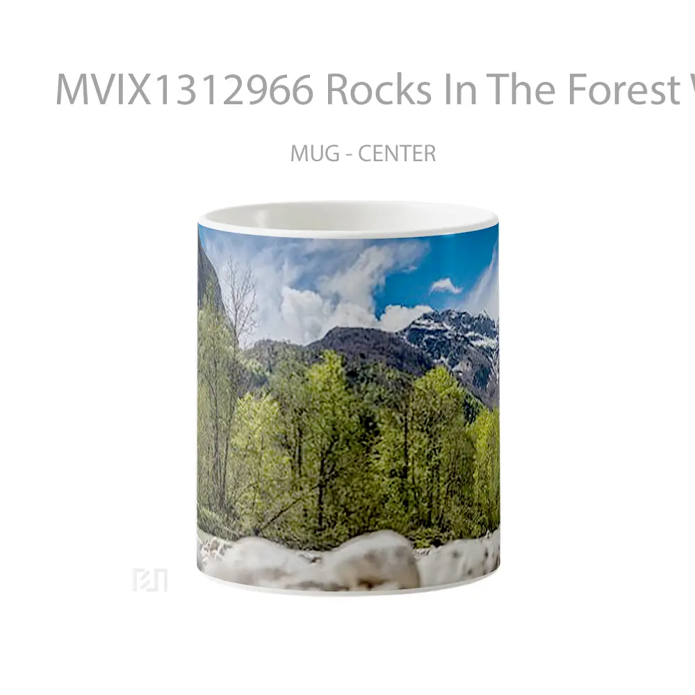 Mug Rocks In The Forest With Mountains Gelas Pemandangan Alam