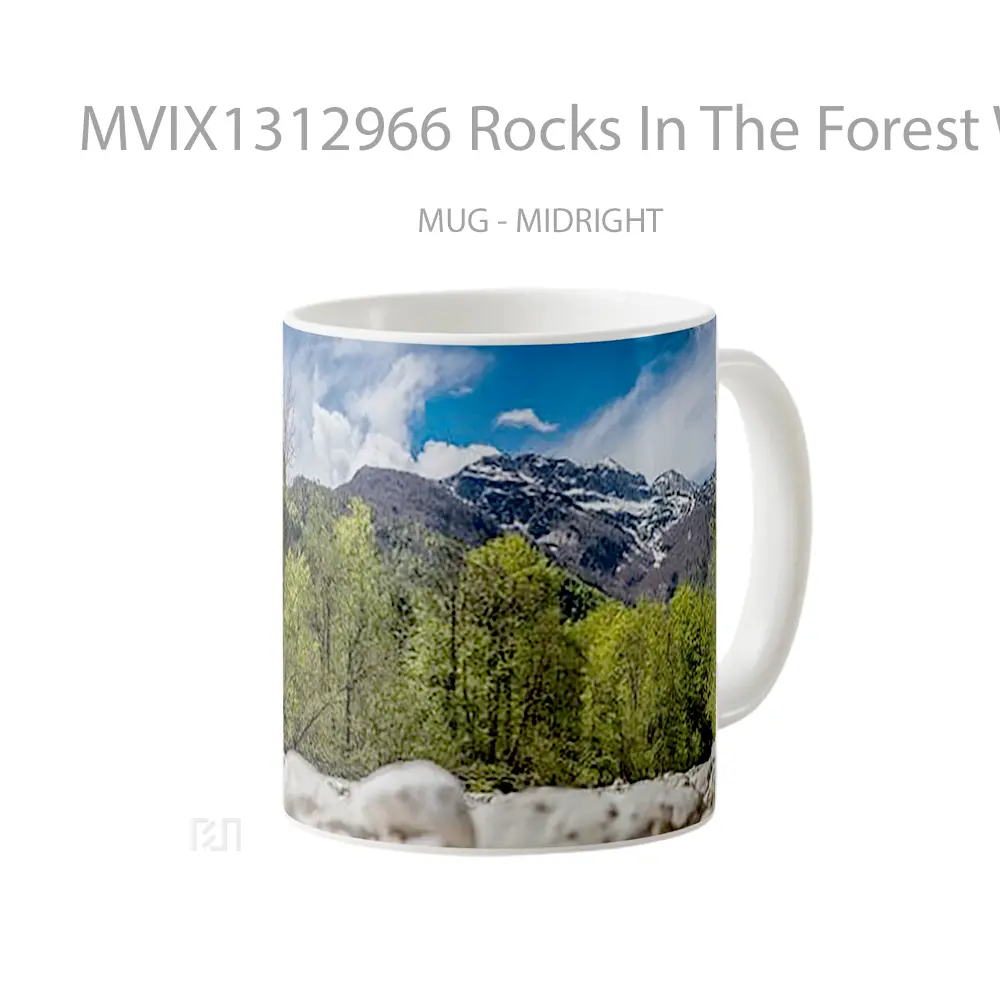 Mug Rocks In The Forest With Mountains Gelas Pemandangan Alam - All-side / Desain