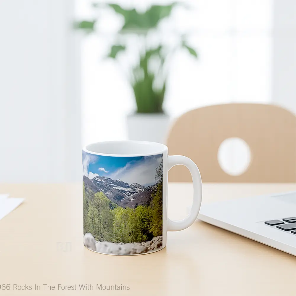 Mug Rocks In The Forest With Mountains Gelas Pemandangan Alam - All-side / Desain