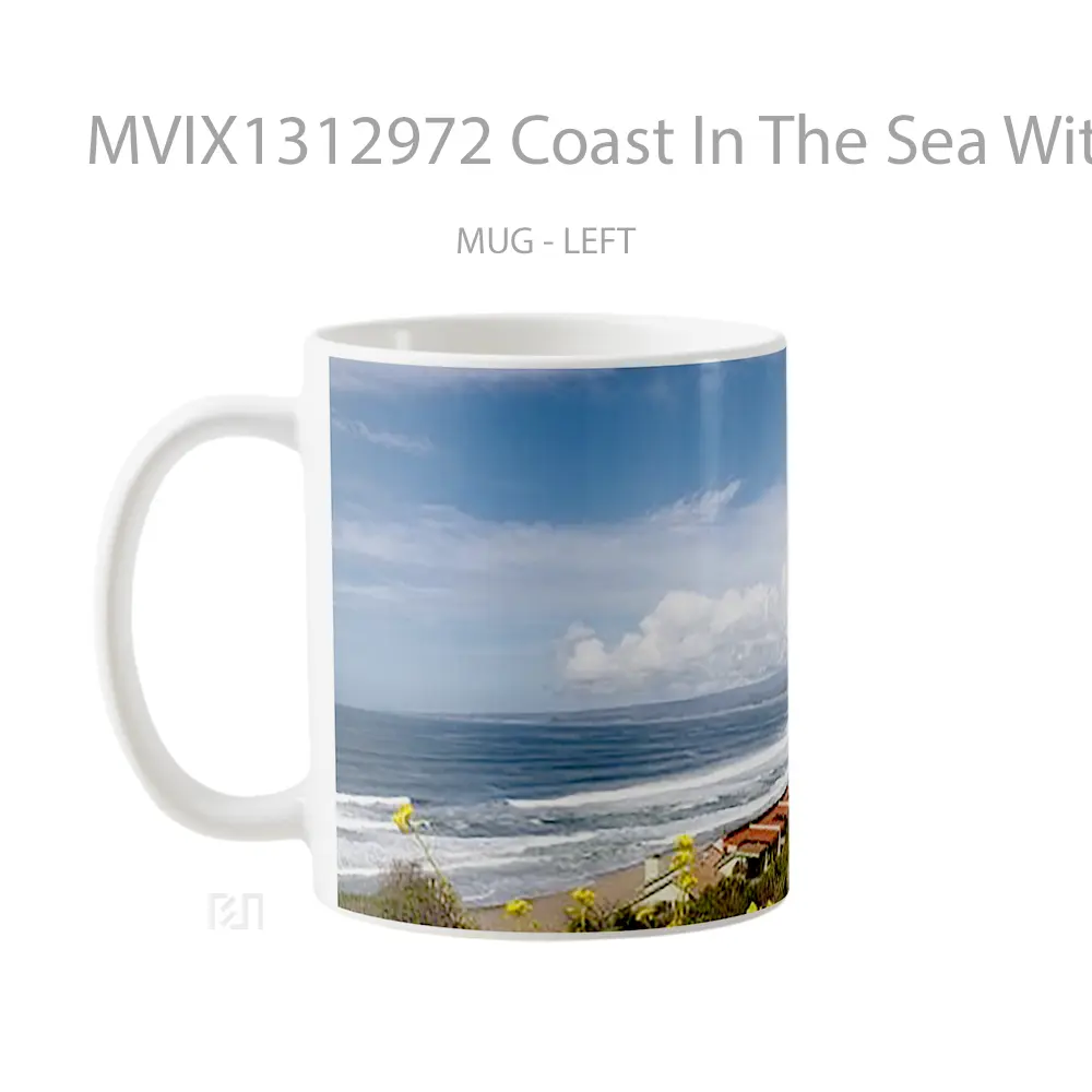 Mug Coast In The Sea With Flower Gelas Pemandangan Alam - All-side / Desain