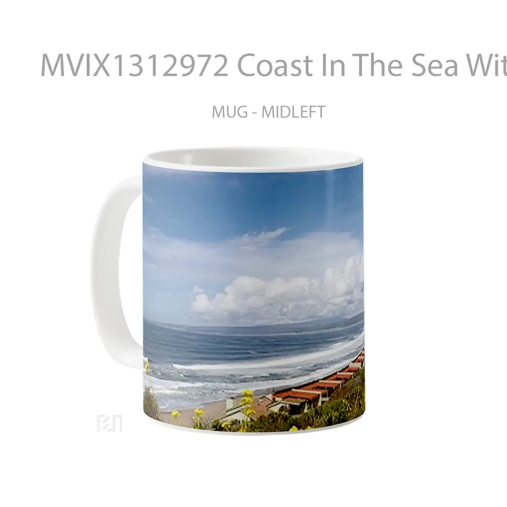Mug Coast In The Sea With Flower Gelas Pemandangan Alam - All-side / Desain