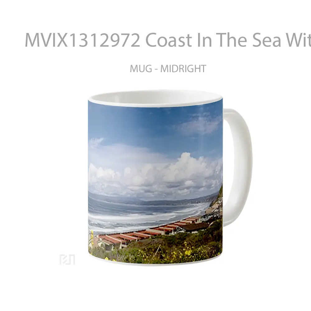 Mug Coast In The Sea With Flower Gelas Pemandangan Alam - All-side / Desain