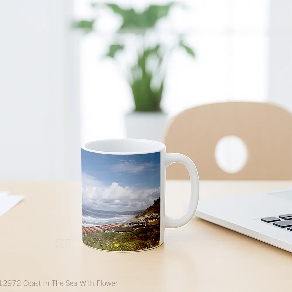 Mug Coast In The Sea With Flower Gelas Pemandangan Alam - All-side / Desain