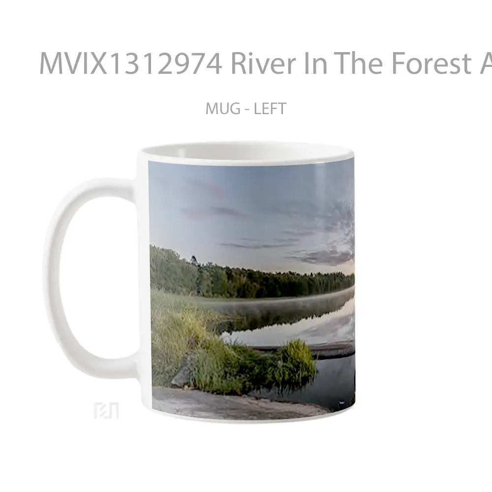 Mug River In The Forest At Sunset Gelas Pemandangan Alam - All-side / Desain