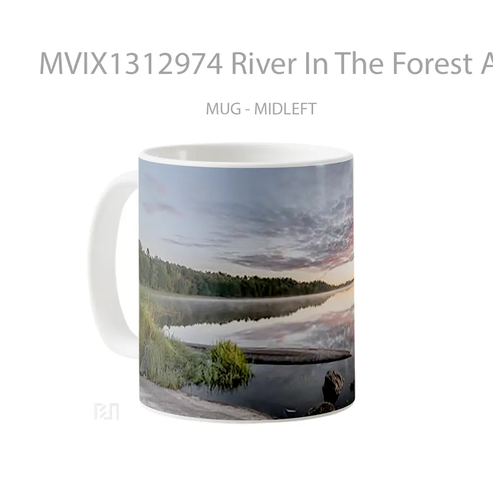 Mug River In The Forest At Sunset Gelas Pemandangan Alam - All-side / Desain