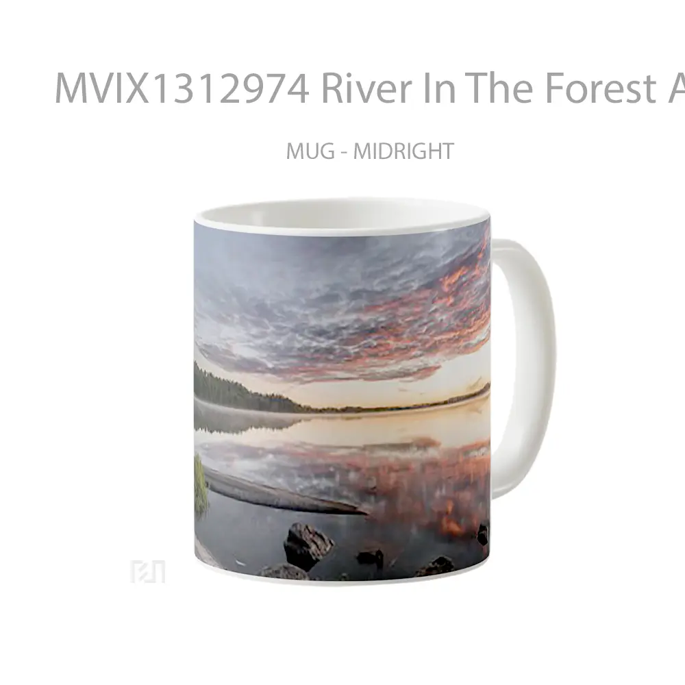 Mug River In The Forest At Sunset Gelas Pemandangan Alam - All-side / Desain