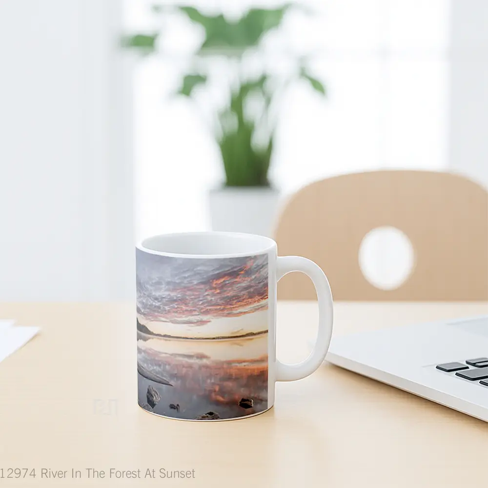 Mug River In The Forest At Sunset Gelas Pemandangan Alam - All-side / Desain