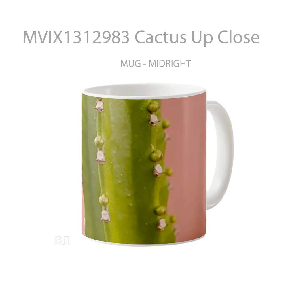 Mug Cactus Up Close Gelas Keramik Unik - All-side / Desain