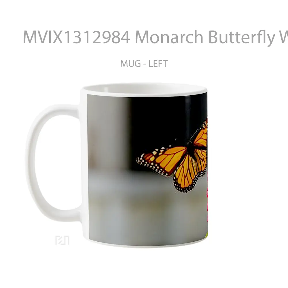 Mug Monarch Butterfly With Flower Gelas Hewan Lucu - All-side / Desain