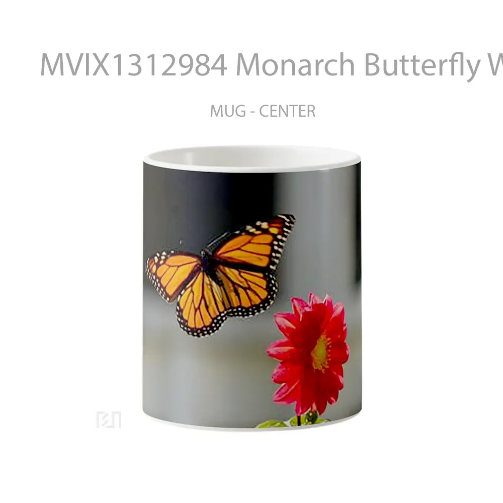 Mug Monarch Butterfly With Flower Gelas Hewan Lucu