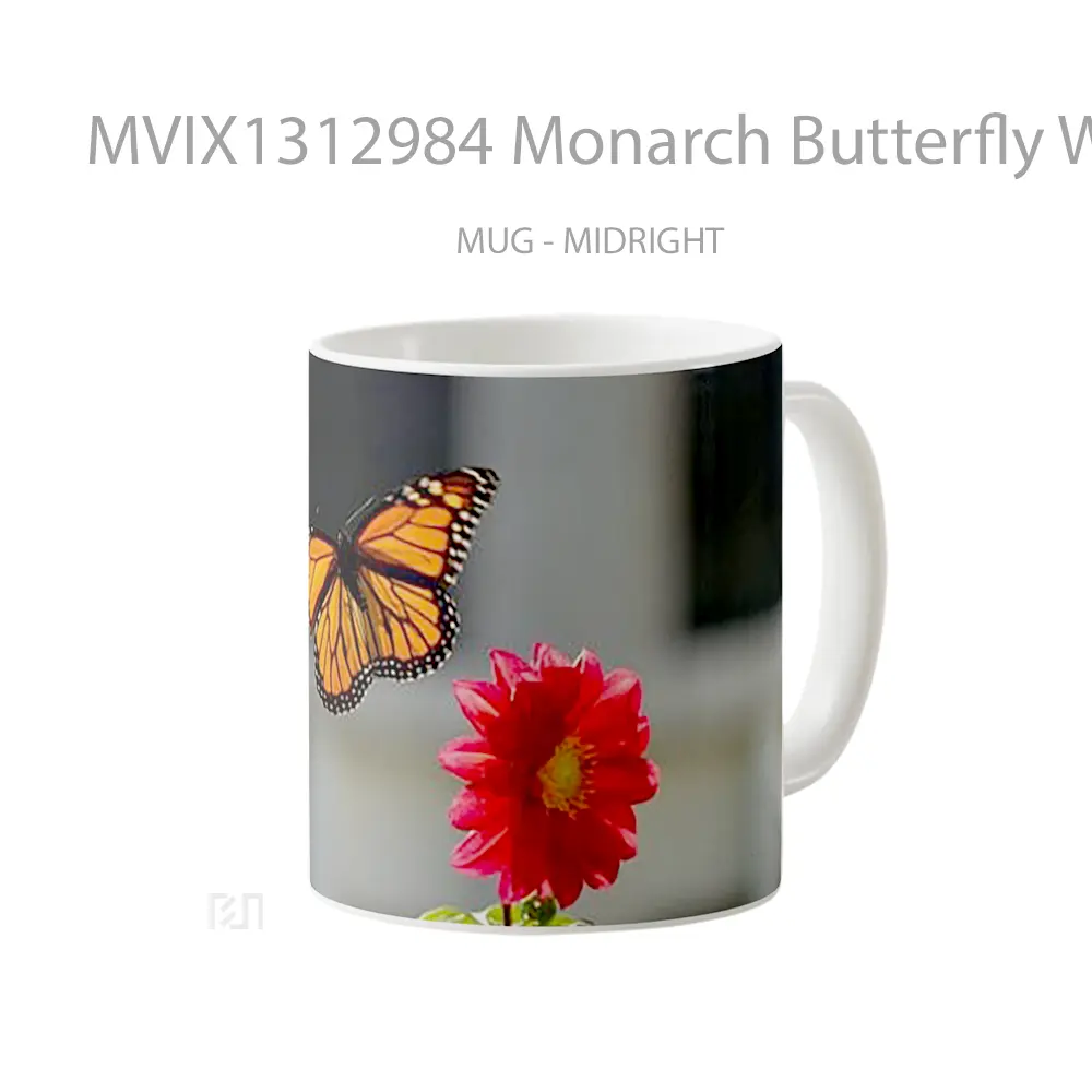 Mug Monarch Butterfly With Flower Gelas Hewan Lucu - All-side / Desain