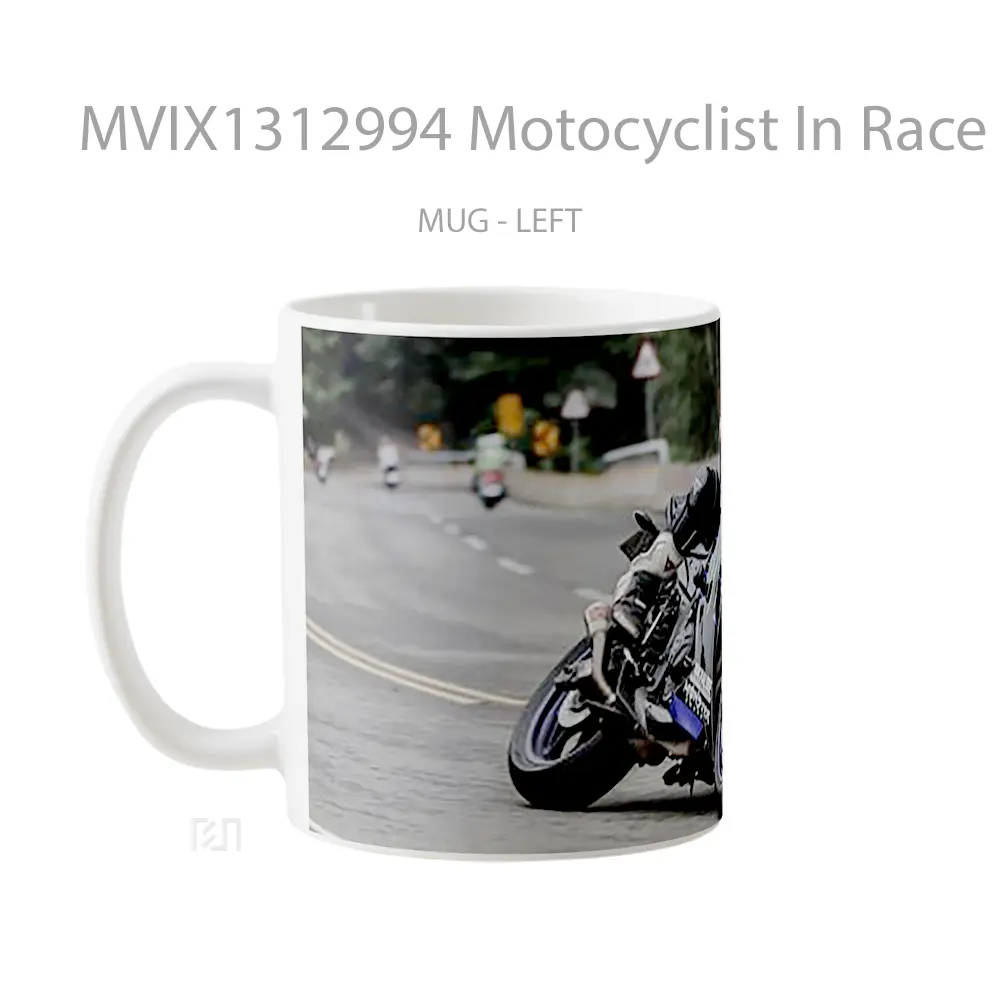 Mug Motocyclist In Race Gelas Keramik Unik - All-side / Desain
