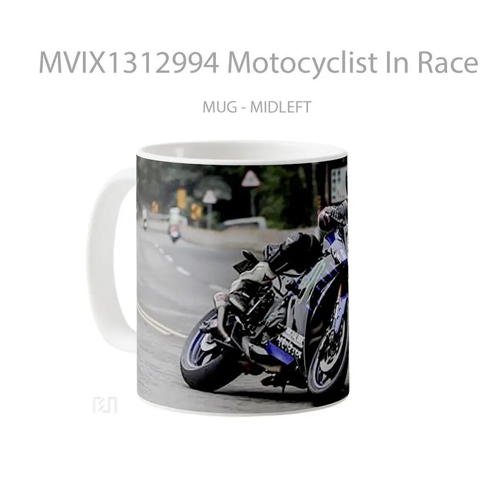 Mug Motocyclist In Race Gelas Keramik Unik - All-side / Desain