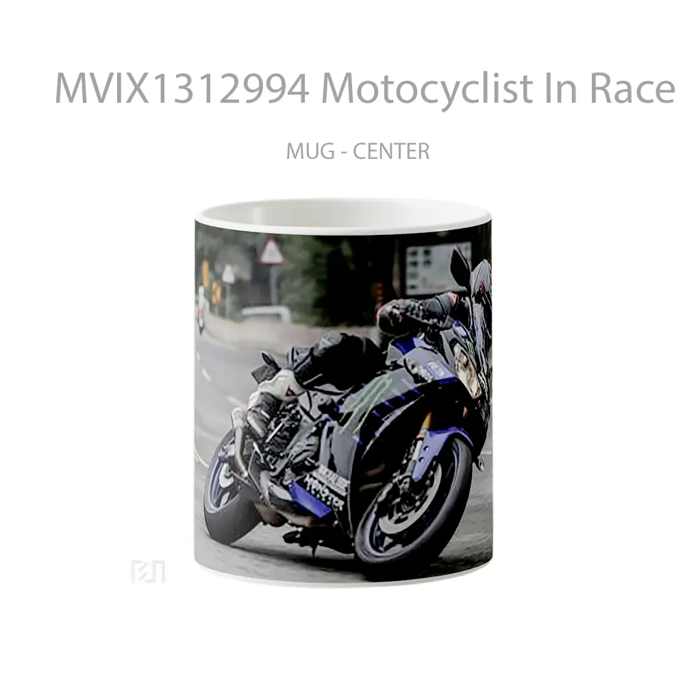 Mug Motocyclist In Race Gelas Keramik Unik