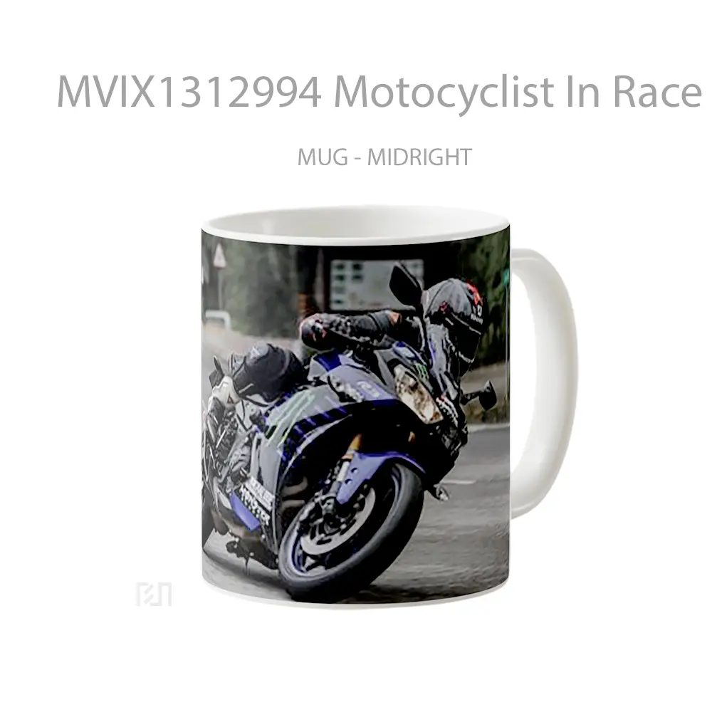 Mug Motocyclist In Race Gelas Keramik Unik - All-side / Desain
