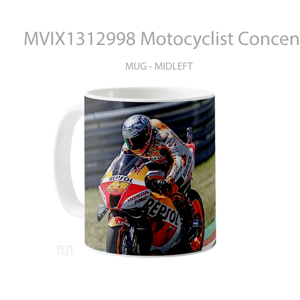 Mug Motocyclist Concentrating Gelas Keramik Unik - All-side / Desain