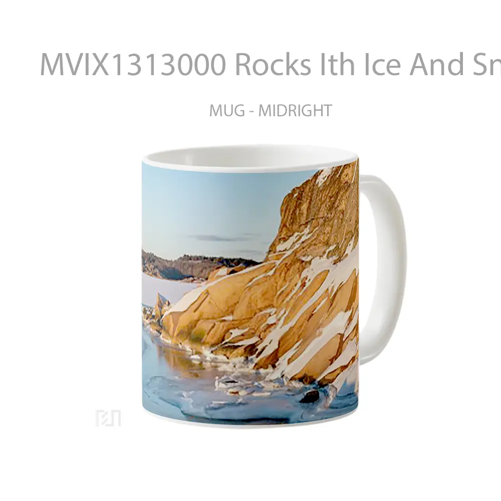 Mug Rocks Ith Ice And Snow Gelas Pemandangan Alam - All-side / Desain