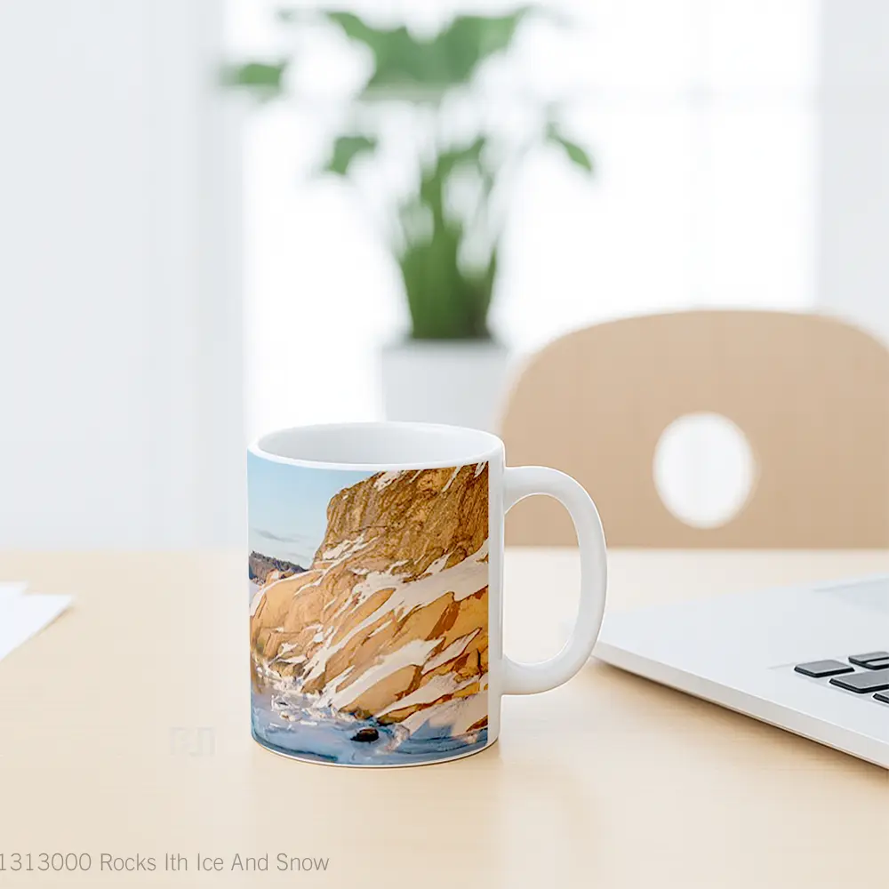 Mug Rocks Ith Ice And Snow Gelas Pemandangan Alam - All-side / Desain
