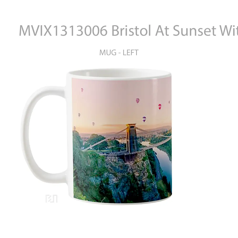Mug Bristol At Sunset With Hot Air Balloons Gelas Pemandangan Alam - All-side / Desain