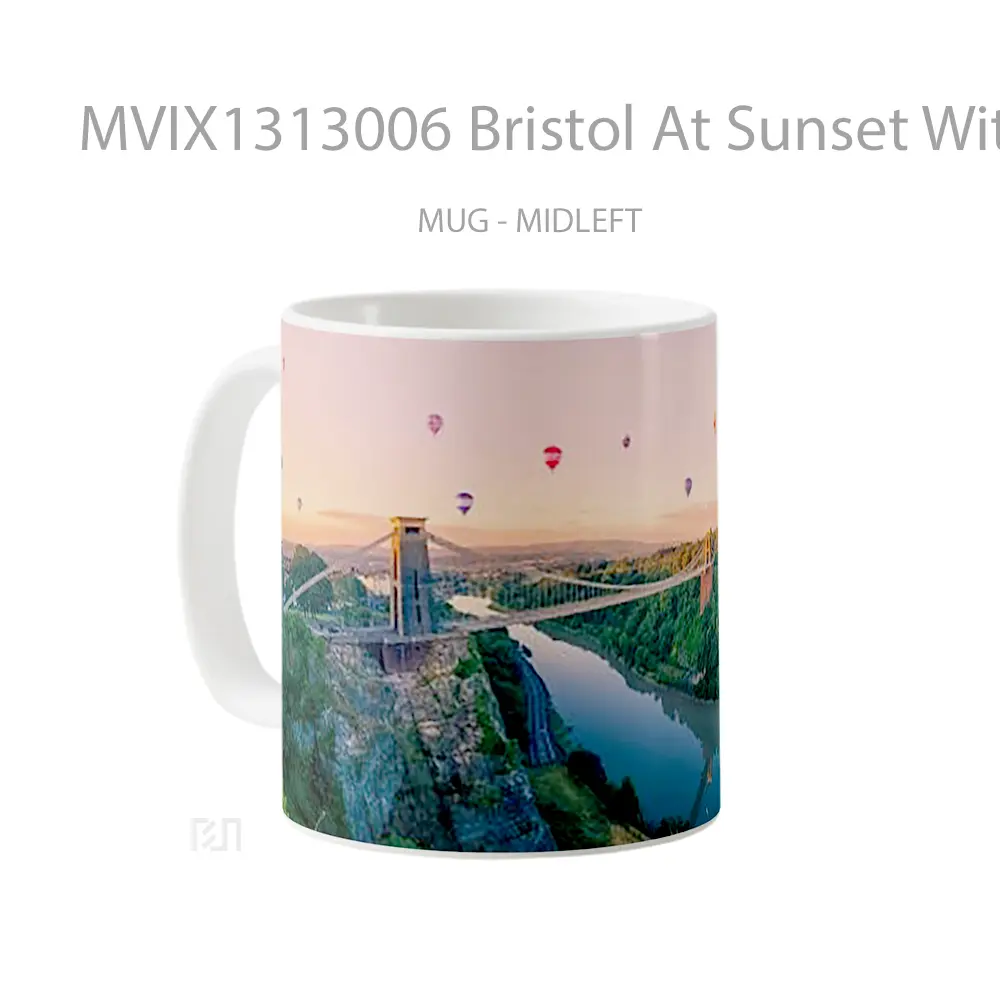 Mug Bristol At Sunset With Hot Air Balloons Gelas Pemandangan Alam - All-side / Desain