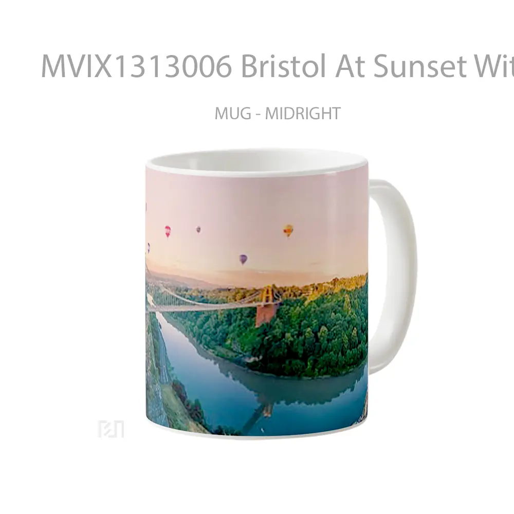 Mug Bristol At Sunset With Hot Air Balloons Gelas Pemandangan Alam - All-side / Desain