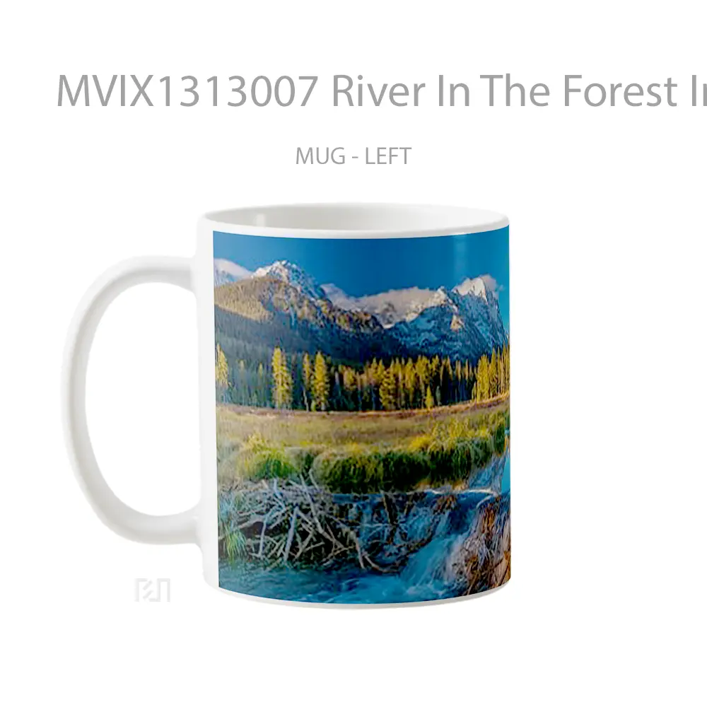 Mug River In The Forest In Idaho United States Gelas Pemandangan Alam - All-side / Desain