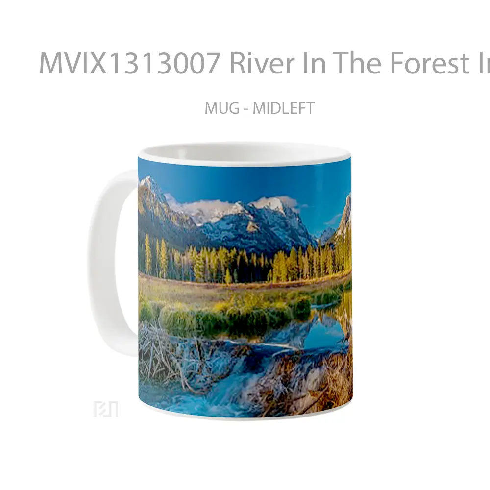 Mug River In The Forest In Idaho United States Gelas Pemandangan Alam - All-side / Desain