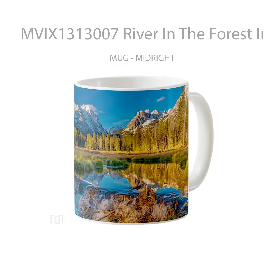 Mug River In The Forest In Idaho United States Gelas Pemandangan Alam - All-side / Desain