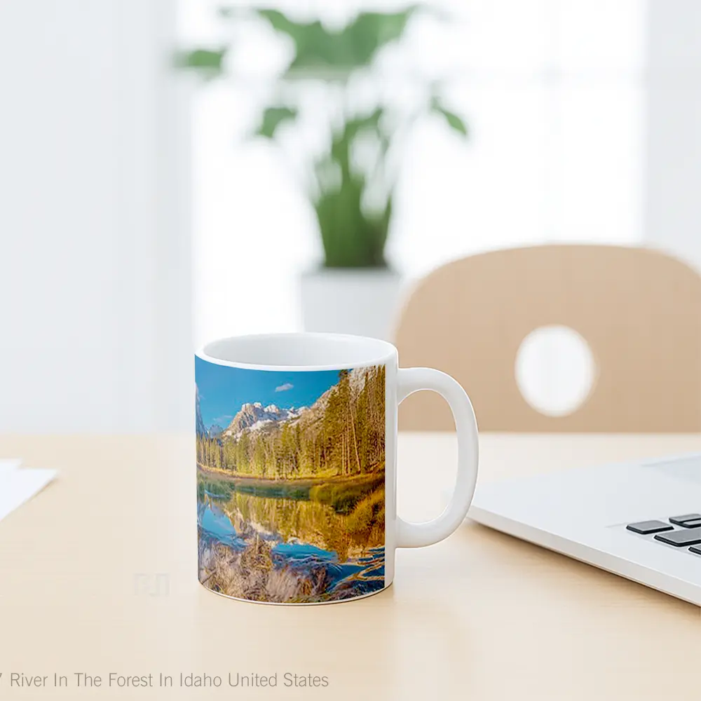Mug River In The Forest In Idaho United States Gelas Pemandangan Alam - All-side / Desain