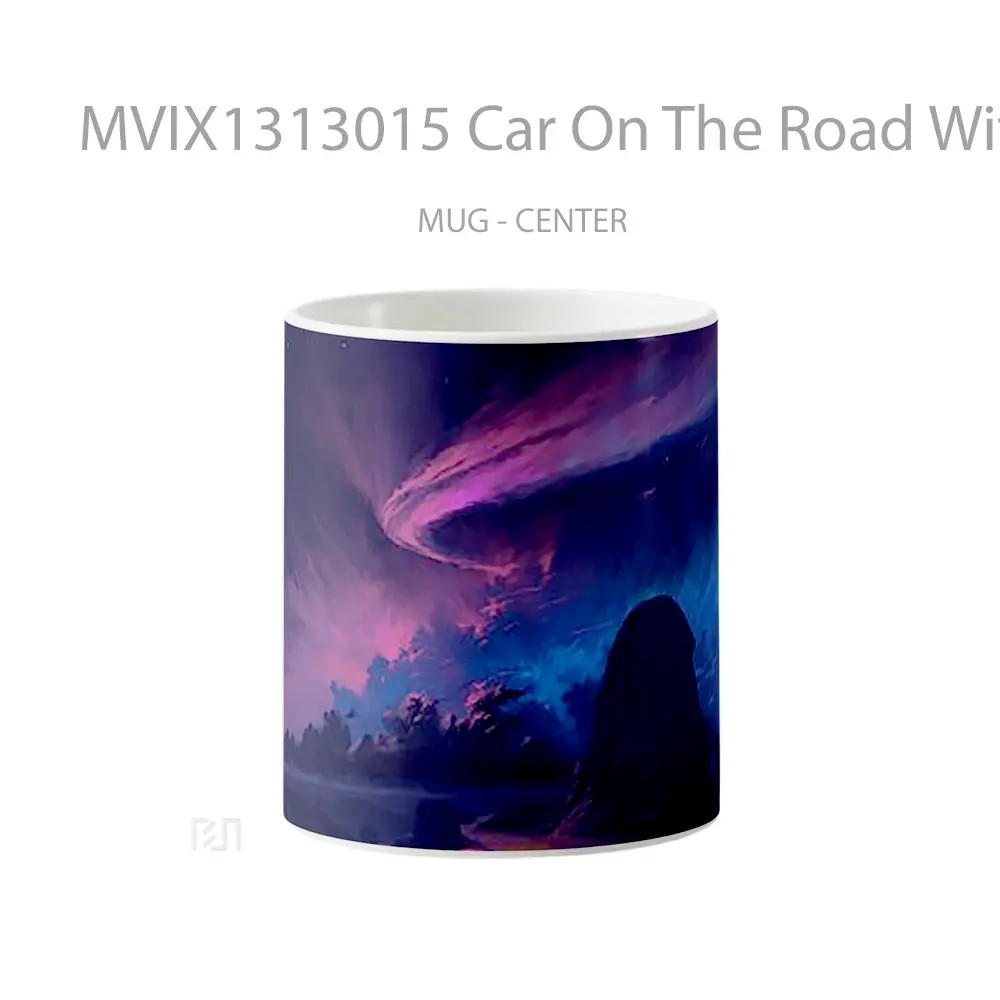 Mug Car On The Road With Night Sky Digital Art Cangkir Mobil