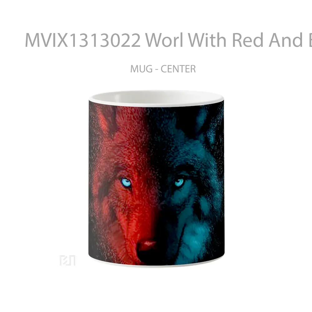 Mug Worl With Red And Blue Lights Gelas Keramik Unik