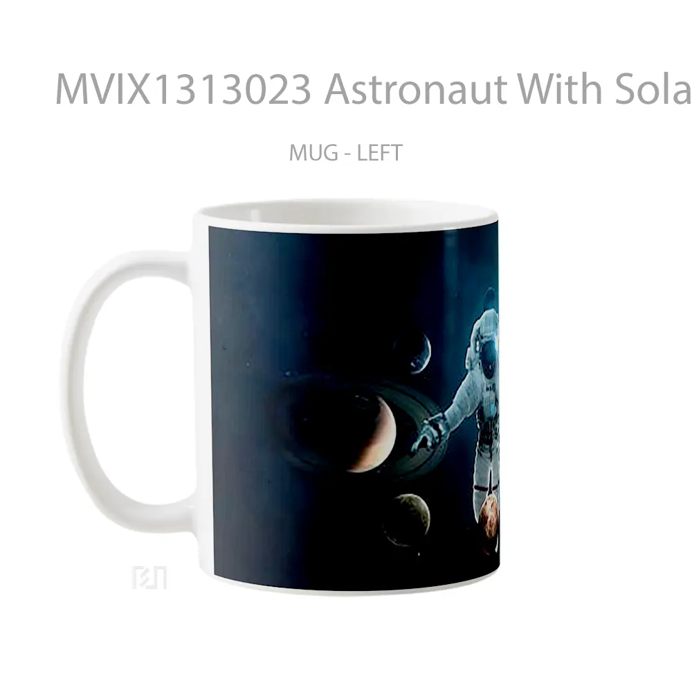 Mug Astronaut With Solar System Gelas Astronomi - All-side / Desain