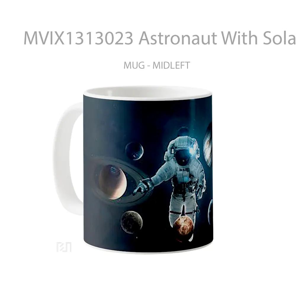 Mug Astronaut With Solar System Gelas Astronomi - All-side / Desain