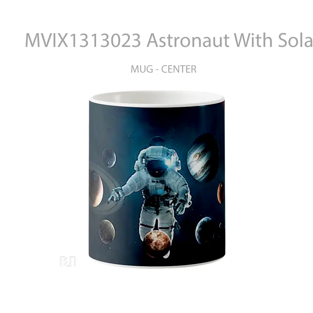 Mug Astronaut With Solar System Gelas Astronomi