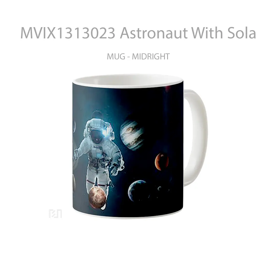 Mug Astronaut With Solar System Gelas Astronomi - All-side / Desain