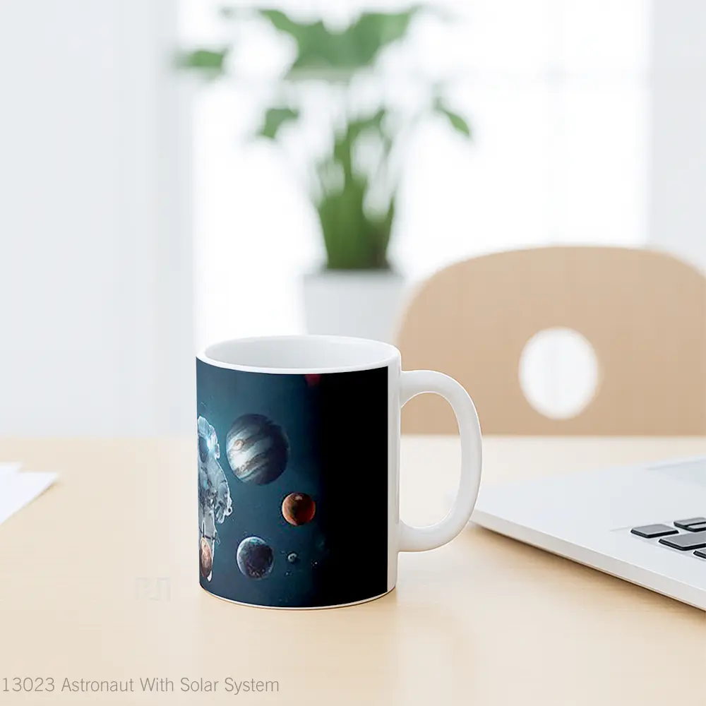 Mug Astronaut With Solar System Gelas Astronomi - All-side / Desain