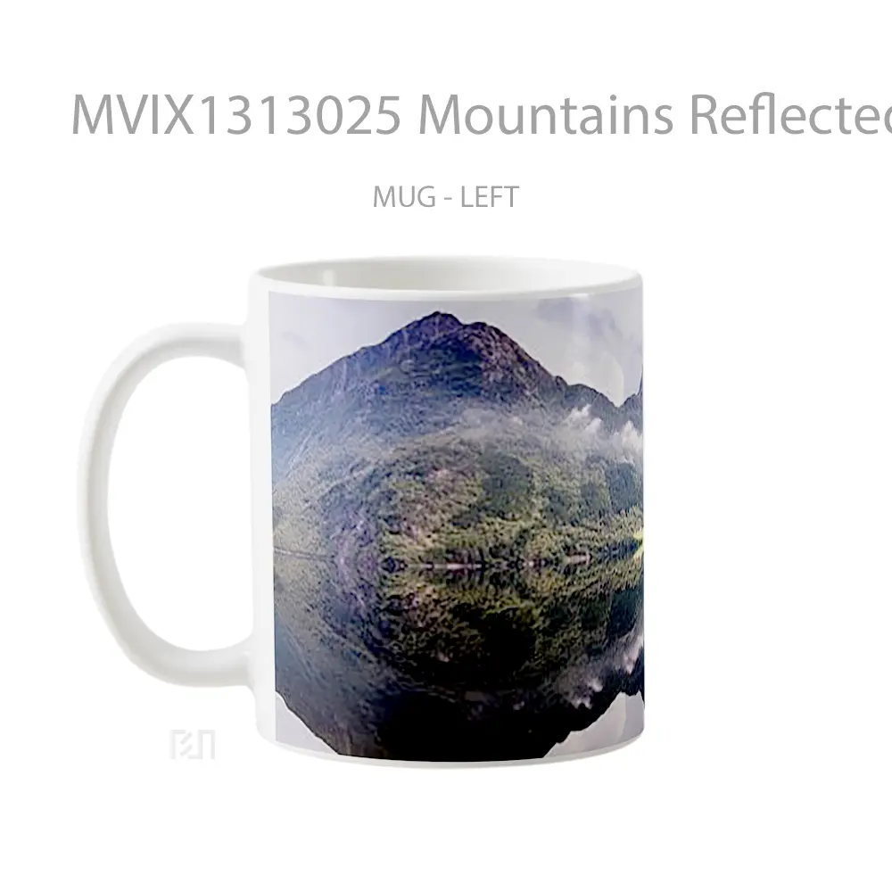 Mug Mountains Reflected On Lake With Hot Air Balloon Gelas Pemandangan Alam - All-side / Desain