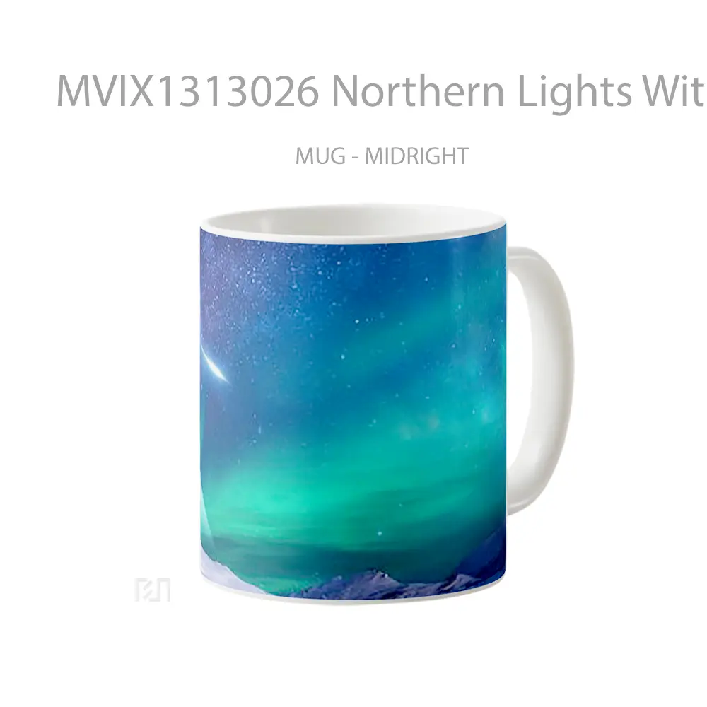 Mug Northern Lights With Shooting Stars And Planet In The Background Gelas Astronomi - All-side / Desain