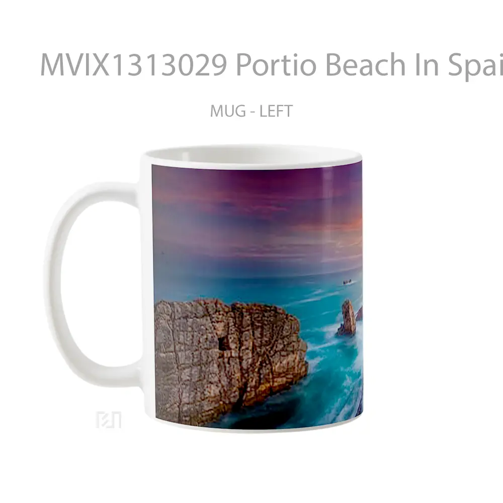 Mug Portio Beach In Spain At Sunset Gelas Pemandangan Alam - All-side / Desain